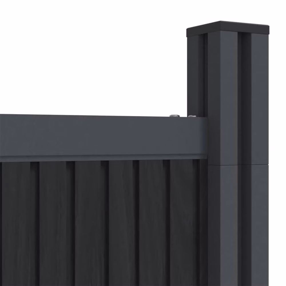 Berkfield Home Durable WPC and Aluminium Fence Panel, Grey, W: 526 cm, H: 186 cm – 4