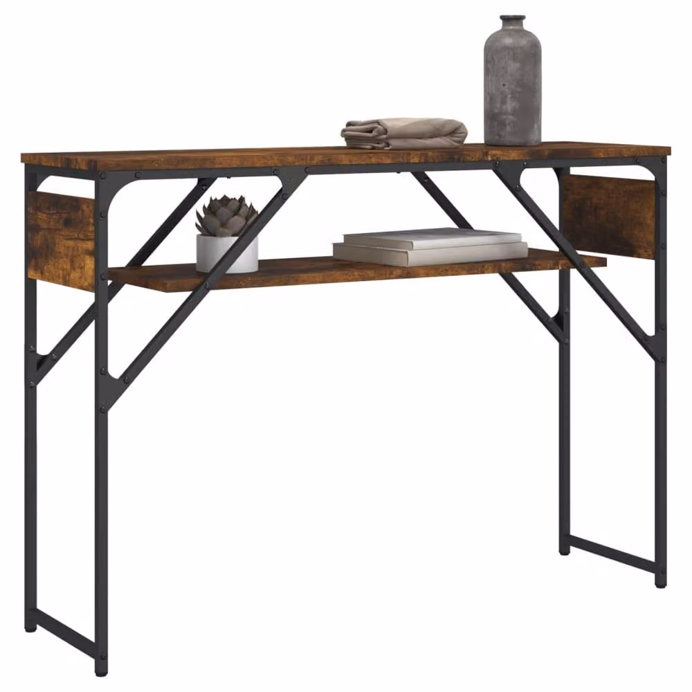 Berkfield Home Console Table with Shelf in Smoked Oak Brown, W/D/H: 105 x 30 x 75 cm – 3