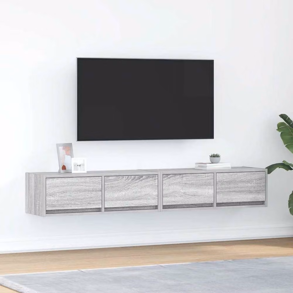 Berkfield Home Set of 2 Modern Grey Sonoma TV Cabinets, W/D/H: 80 x 31 x 25.5 cm – 2