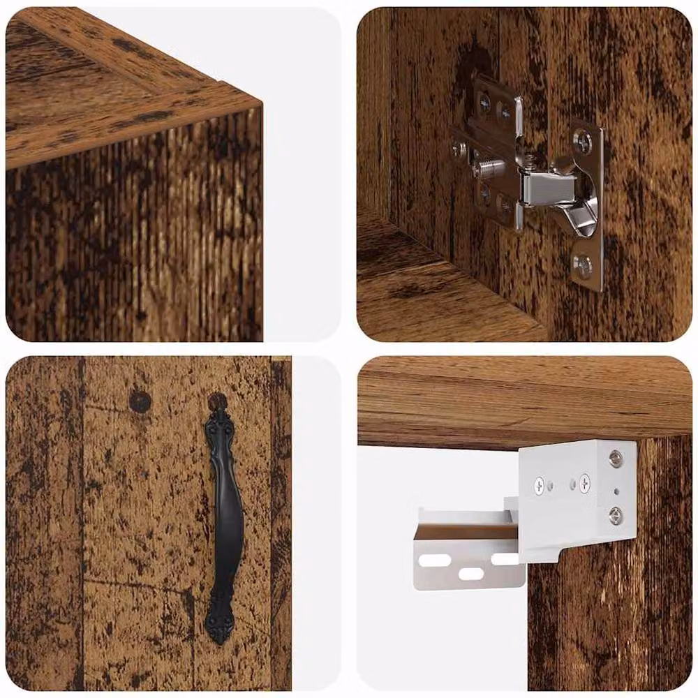 Berkfield Home Wall Mounted Cabinet in Old Wood Brown, W/D/H: 60 x 31 x 60 cm – 6