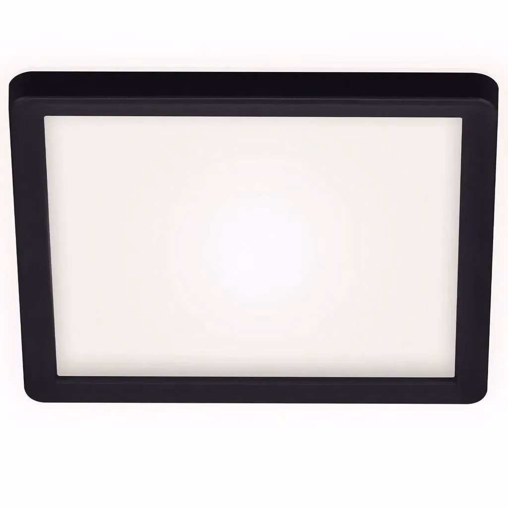 Briloner Leuchten 7153-415 LED Ceiling Light with Backlight Effect, 12W, 1400 Lumen, 4000K, White/Black, W/D/H: 19 x 19 x 2.8 cm – 6
