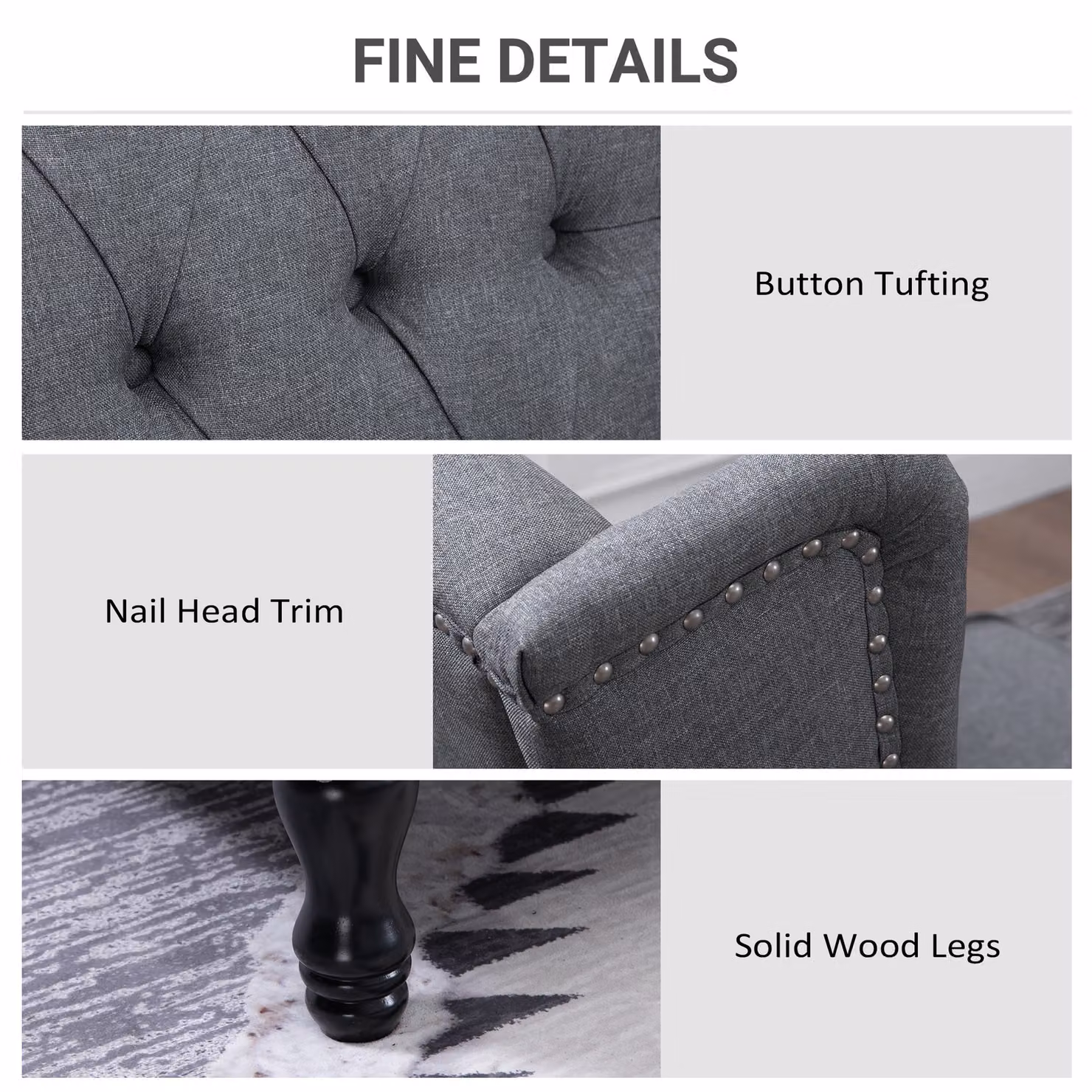 HOMCOM Grey Fabric Recliner Armchair with Integrated Footrest and Armrests – 6