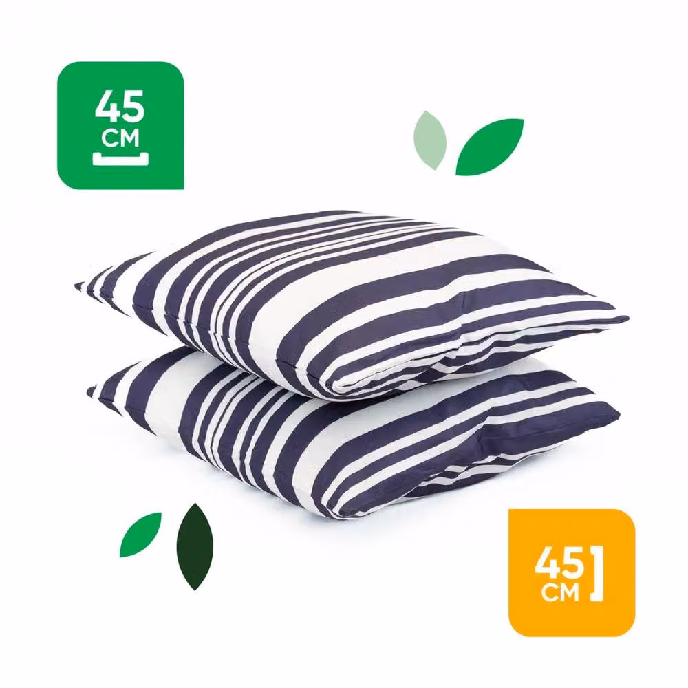 Gardenwize Pack of 2 Blue Striped Square Outdoor Scatter Cushions with Removable Washable Covers – 2