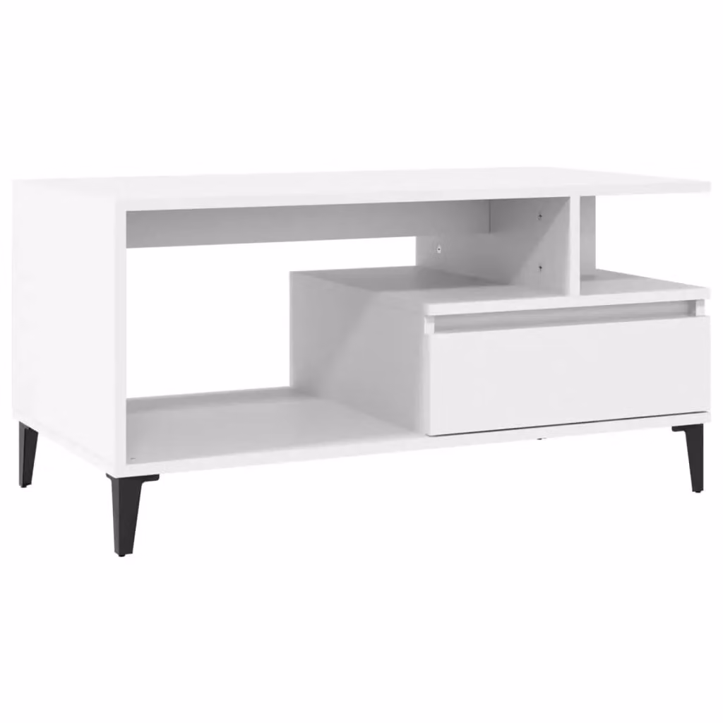 Berkfield Home White Rectangular Coffee Table in Engineered Wood W/D/H: 90 x 49 x 45 cm – 2