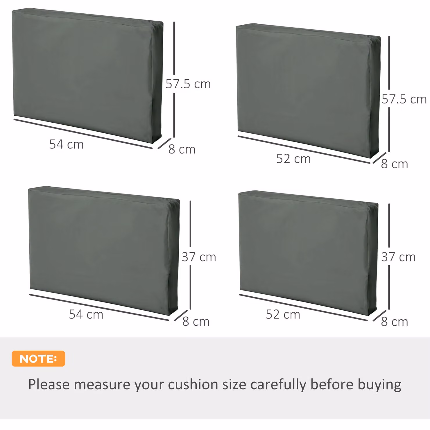 Outsunny Replacement Grey Polyester Cushion Cover for Corner Sofa Rattan Patio Furniture – 4