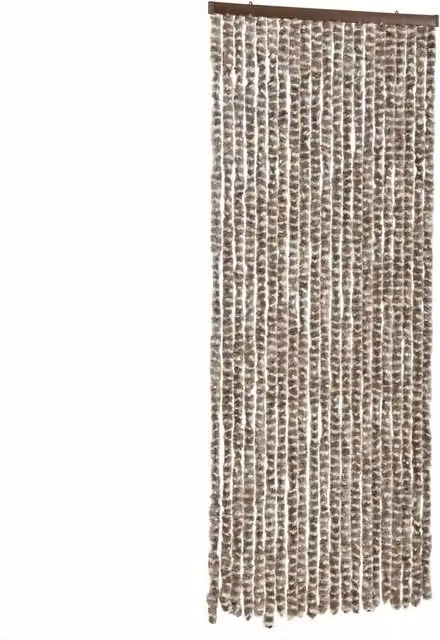 Berkfield Home Chenille Thermal Insulating Fly Curtain in Taupe and White, W: 56 cm, H: 200 cm