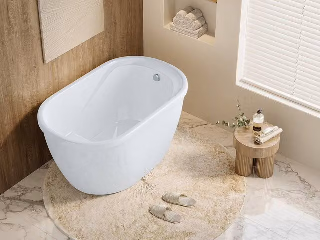Vente-unique PICCOLA Slipper Bathtub, White, W/D/H: 120 x 75 x 65 cm – 1