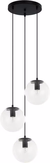 Netlighting Sarpo Cluster Pendant Ceiling Light in Black with 3 x E27 Transparent Glass Shades