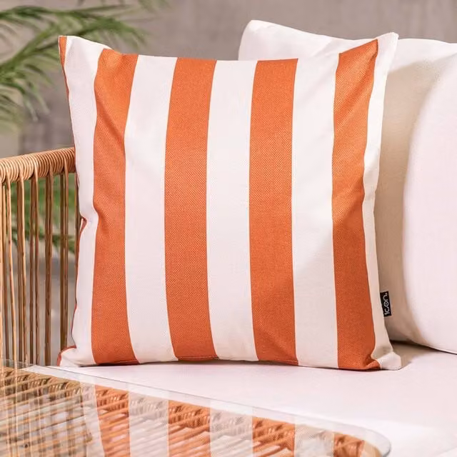 icon Kyoto Fabric Striped Square Cushion, Terracotta, W/D/H: 43 x 43 x 43 cm