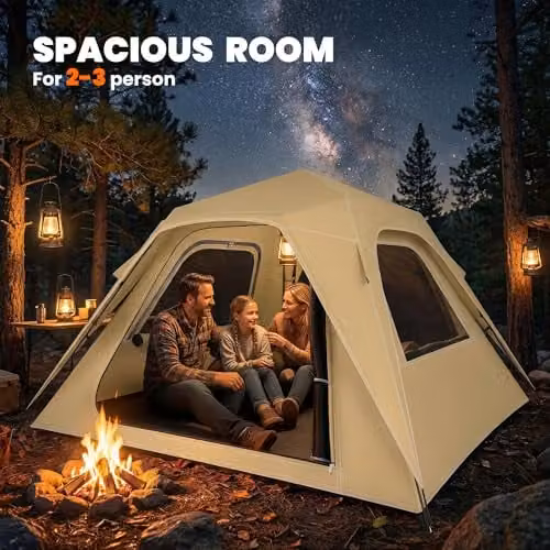 Outsunny Pop Up Instant Tent, 3000mm Waterproof with UPF50+ Protection for 2-3 People, Beige – 4