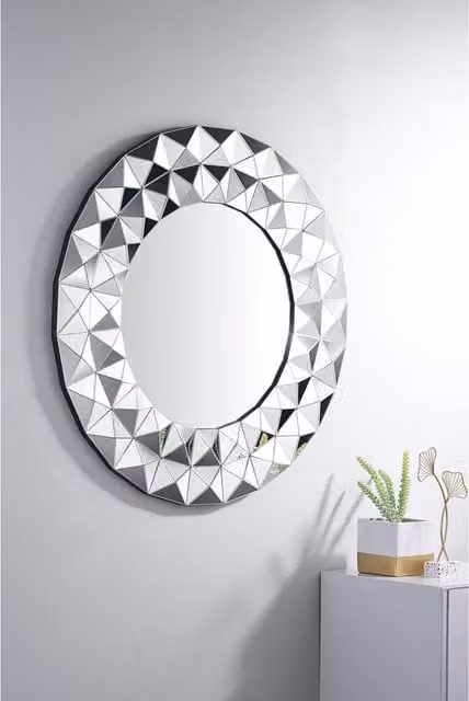 FurnitureboxUK Luna Medium Round Silver Wall Mirror