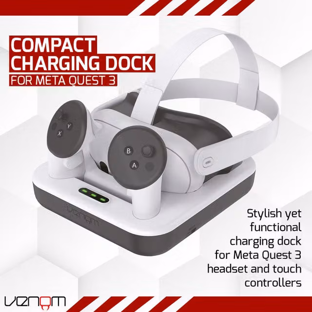 Venom Charging Dock and Rechargeable Li-ion Battery Packs for Meta Quest 3, White