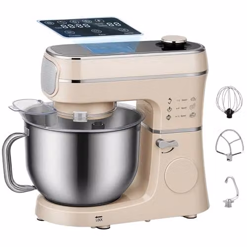 HOMCOM 1400W Stand Mixer with 6L Bowl, 11 Speeds and Pulse Function in Beige – 1