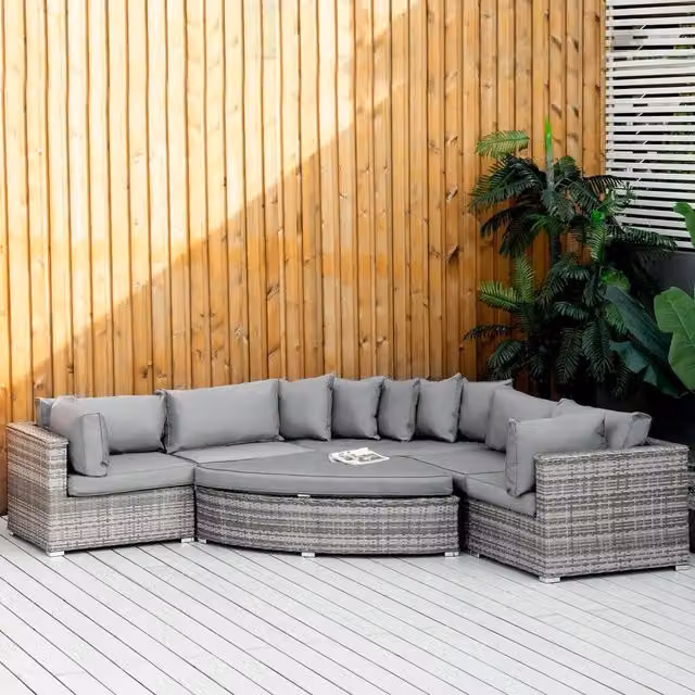 Chilli Furniture Vera Modern Rattan Corner Lounge Set in Grey