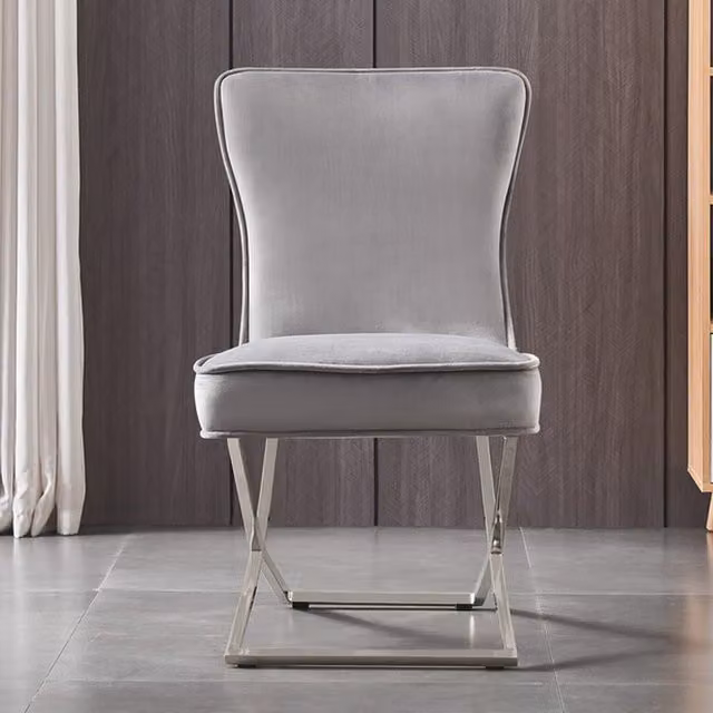 Life Interiors Trafalgar LUX Velvet Dining Chair with Cantilever Metal Base in Grey