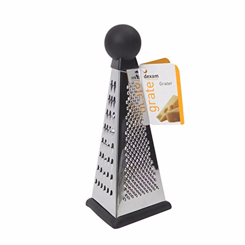 Dexam Silver and Multicolour Stainless Steel Triangular Box Grater with Soft Grip and Non-Slip Base, 23 cm – 2