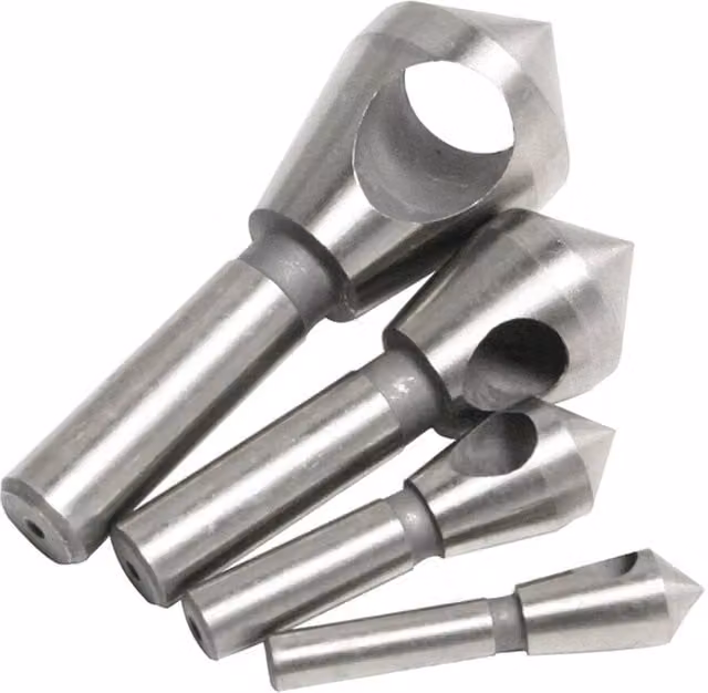 Nordara 4-Piece Ti Deburring Countersink Twist Drill Bit Set in Silver