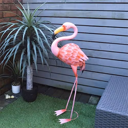 St Helens Home & Garden Pink Metal Flamingo Free Standing Garden Ornament Sculpture, Height: 110 cm – 2