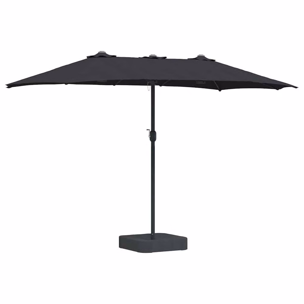 Berkfield Home Modern Folding Garden Parasol in Black Fabric, W/D/H: 385 x 209 x 244 cm – 3