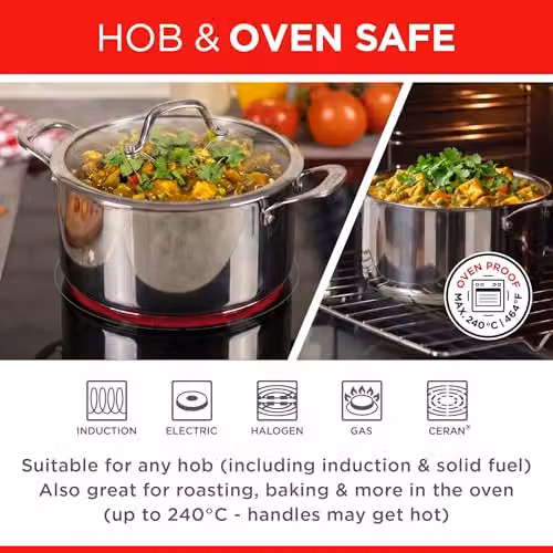 Kuhn Rikon Silver Stainless Steel Casserole Pot with Glass Lid, 3.1 l, Diameter: 20 cm – 5