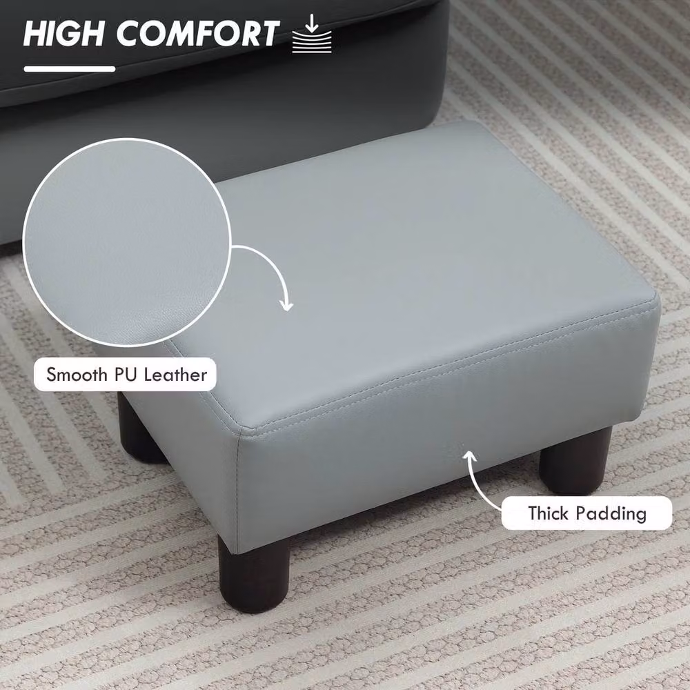 Havendro Chic Grey Faux Leather Small Rectangular Footstool with Plastic Frame – 2