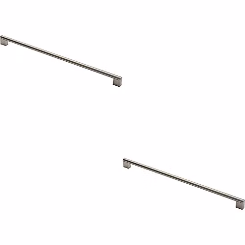 Loops 2 Pack Round Bar Pull Handle in Brushed Silver Stainless Steel, Fixing Centres: 448 mm, Diameter: 14 mm