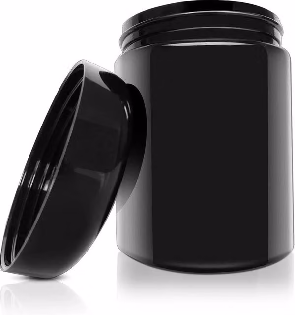 VOGREX Black UV Glass Airtight Smell Proof Herb Storage Jar, 250ml – 1
