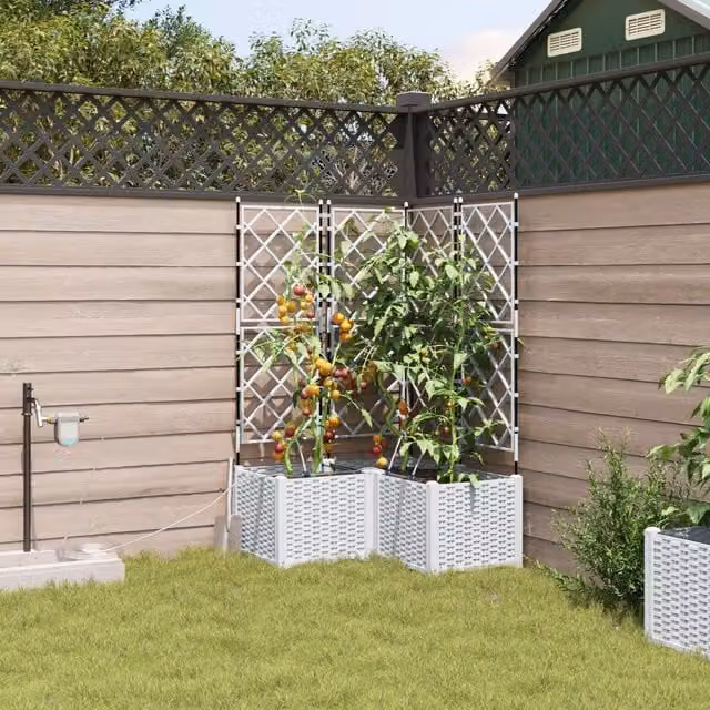 Berkfield Home Garden Planters with Water Irrigation System, 3 Piece Set, White