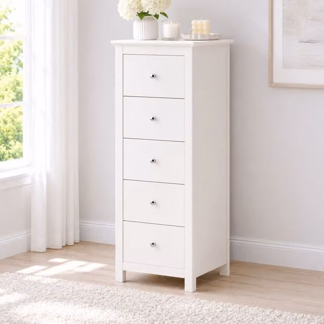 Core Products Modern White Lacquered Metal Narrow Chest of Drawers