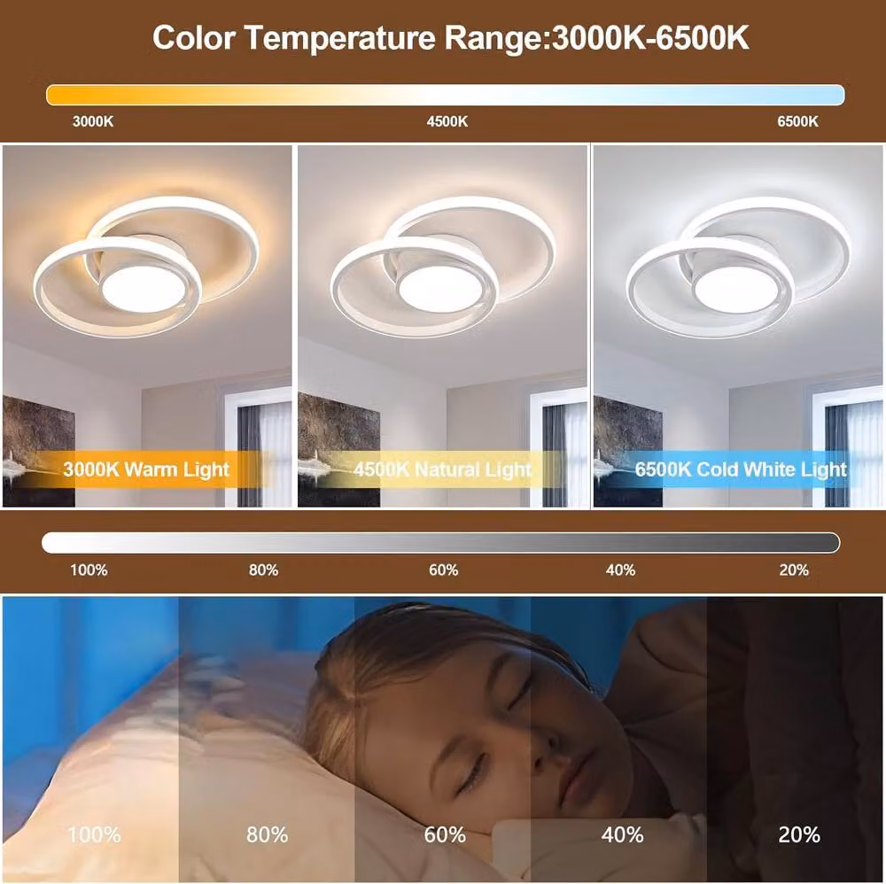 Goeco Modern Round LED Ceiling Light, 40W, Dimmable with Remote Control, White – 3