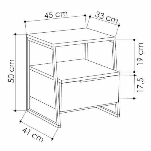 FWStyle Pal Bedside Table in Ash Green with Black Metal Frame – 2