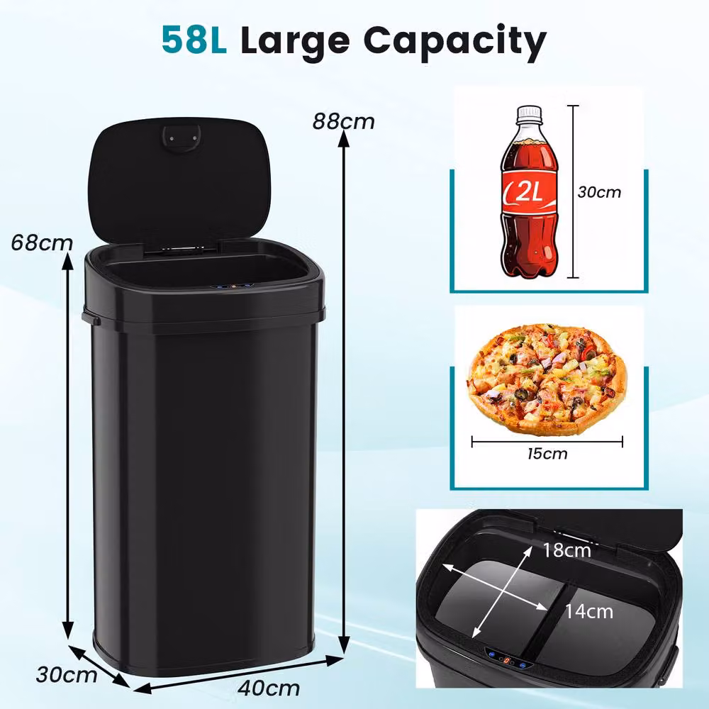 Costway 58L Infrared Motion Sensor Automatic Touchless Garbage Can in Black – 2
