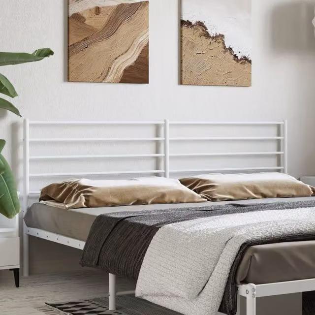 Berkfield Home Classic Metal Headboard in White, 200 cm – 1