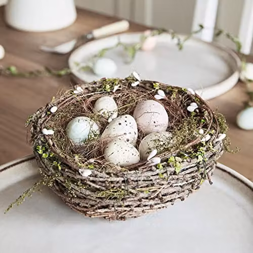 Lights4fun Multicolour Artificial Easter Egg Nest Spring Tabletop Decoration, H 15 cm x W 15 cm x D 15 cm – 2