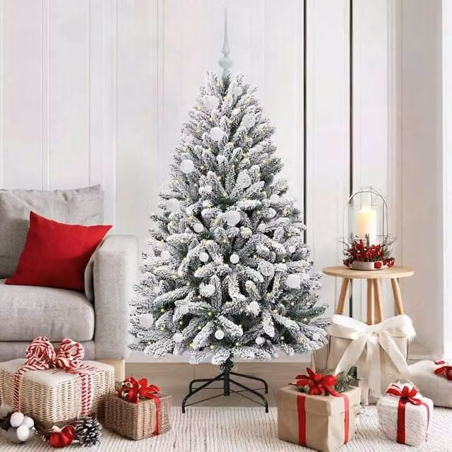 Berkfield Home Artificial Christmas Tree in Green and White, Height: 150 cm