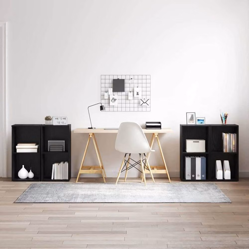 Berkfield Home 4-Piece Cube Storage Set with Shelves in Black Oak, W/D/H: 72 x 35 x 36.5 cm – 2