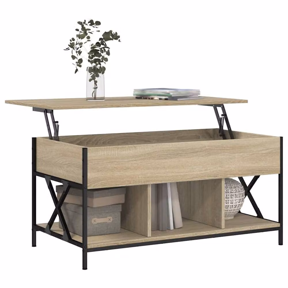 Berkfield Home Sonoma Oak Coffee Table in Beige with Lift Mechanism, W/D/H: 100 x 55 x 50 cm – 3
