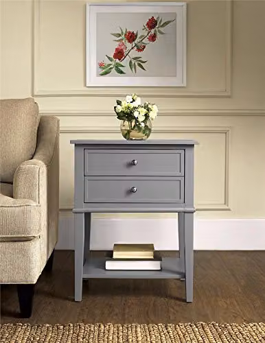 DHP Furniture Franklin Accent Table with 2 Drawers, Grey, W/D/H: 39.7 x 15.1 x 55.9 cm – 2
