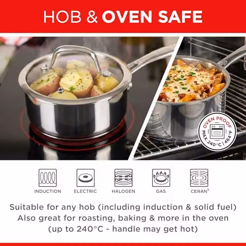 Kuhn Rikon 3-Piece Stainless Steel Saucepan Set with Glass Lids, Silver – 3