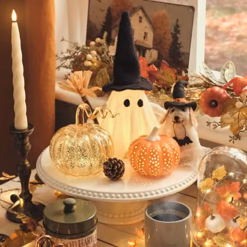 Lights4fun Gloria the Ghost Witch LED Halloween Decoration in White and Multicolour – 2