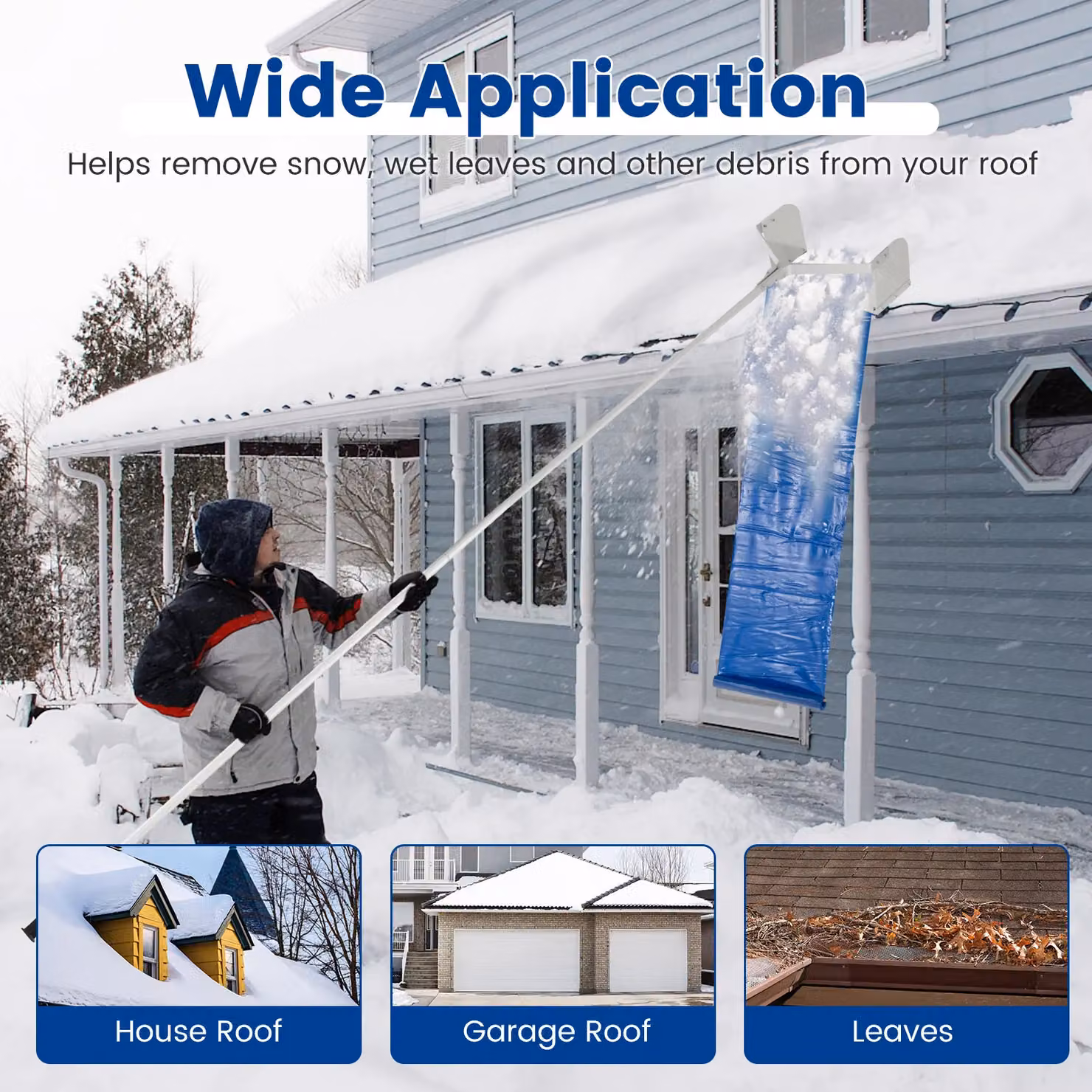 Costway Aluminium Adjustable Snow Roof Rake with Widened Head Design, Multicolour – 3