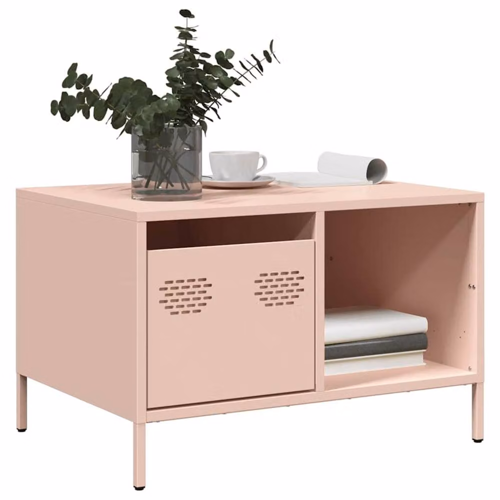 Berkfield Home Sturdy Pink Metal Coffee Table W/D/H: 68.5 x 50 x 43.5 cm – 2