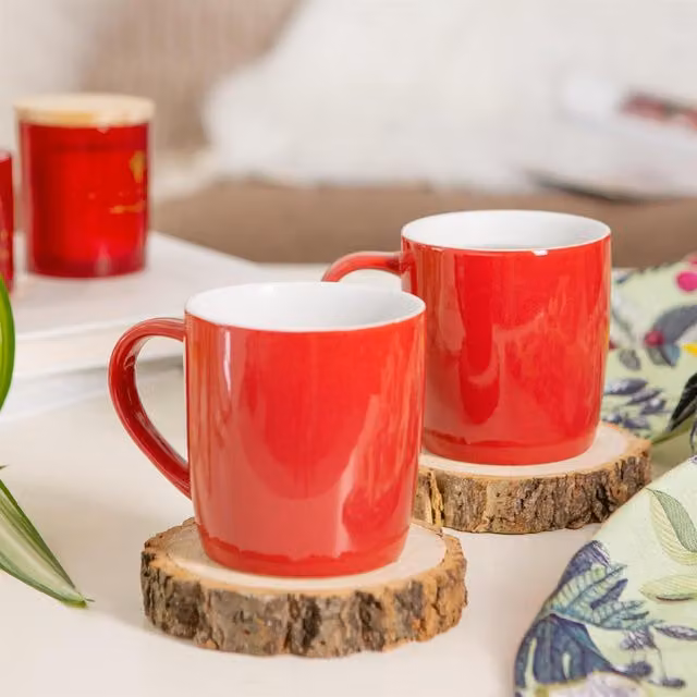 Argon Tableware Red Stoneware Coffee Mug, 350ml