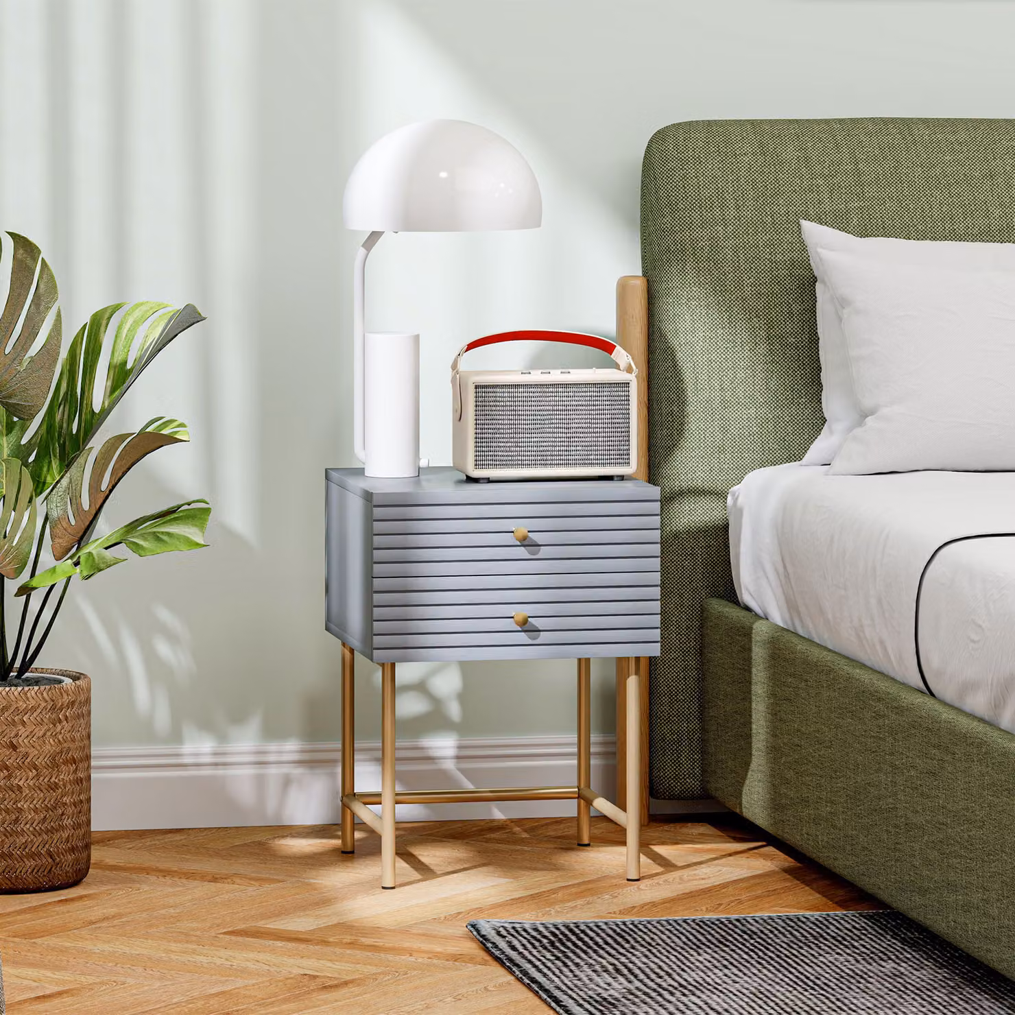 HOMCOM Set of Two Elegant Grey and Gold-Tone Bedside Tables – 4