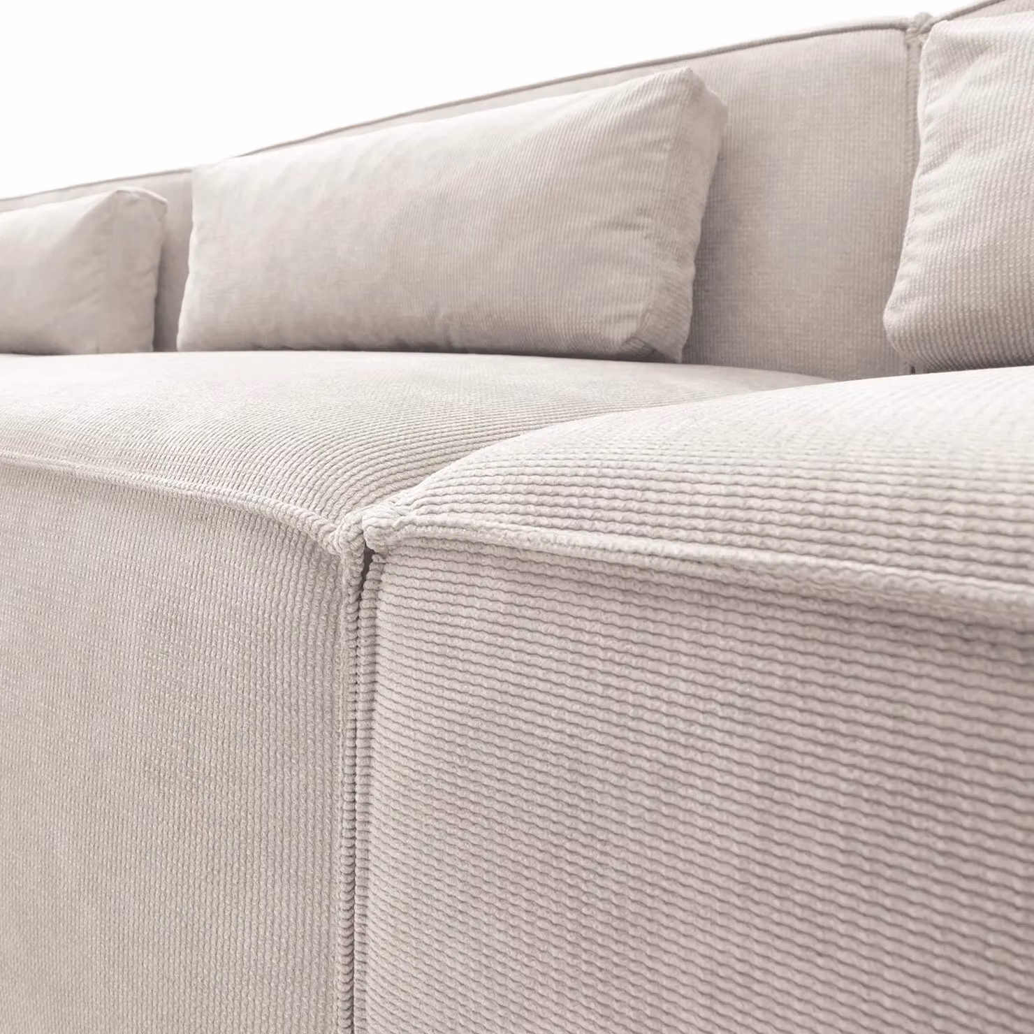 Abakus Direct Doris Large Reversible L-Shaped Corner Sofa in White Cord Chenille Fabric, W: 282 cm, D: 257 cm, H: 73 cm – 2