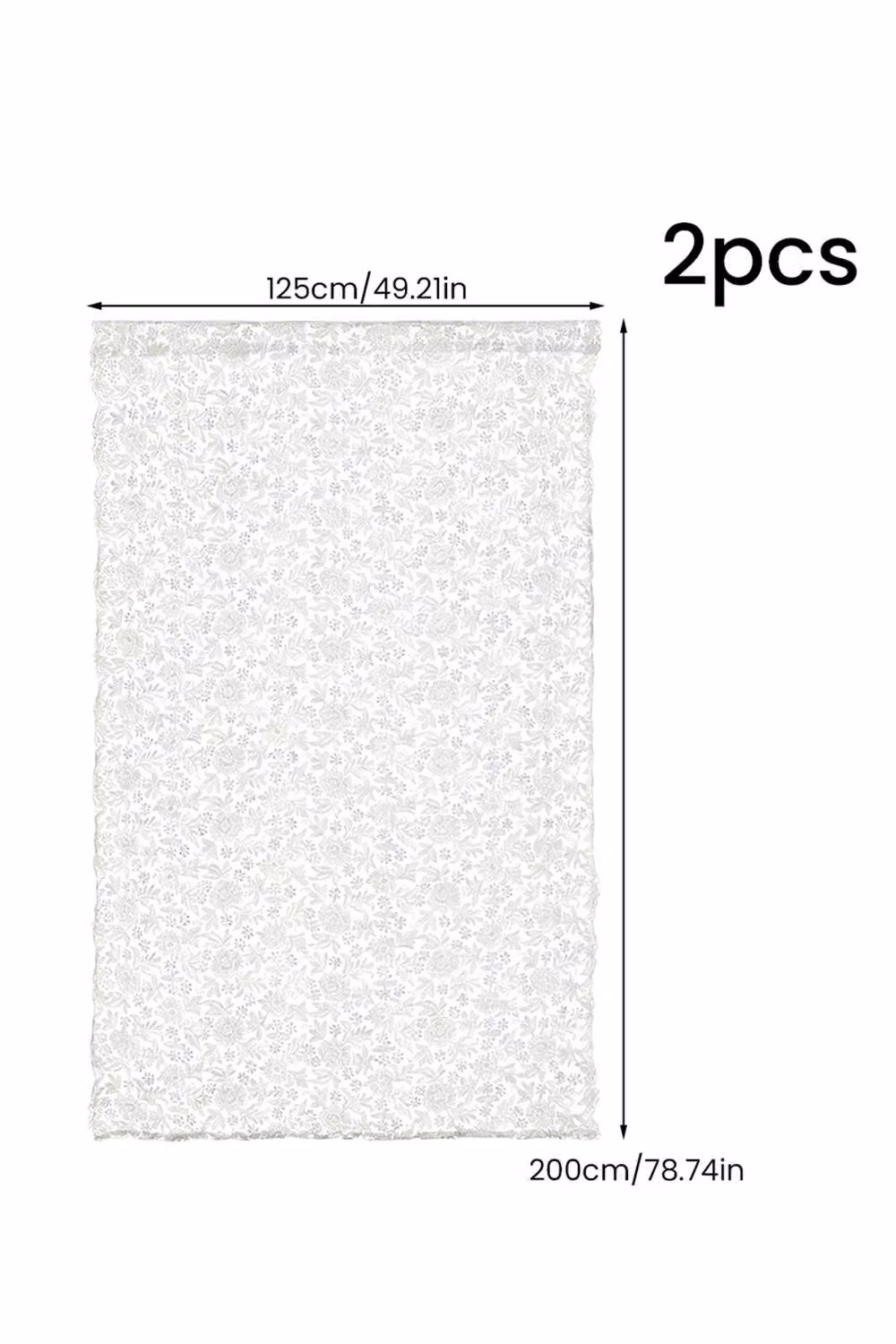 Living and Home White Floral Lace Sheer Curtains, 2-Panel Set, Width: 120 cm, Height: 200 cm – 3
