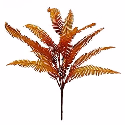 Leaf Design Autumn Fern Artificial Plant in Green and Orange, 55cm – 1