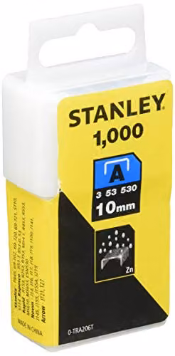 Stanley STA0TRA206T Light Duty Galvanised Staples, 10mm, 1000 Pack