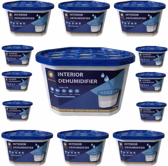 Shatchi 500ml Moisture Absorber Dehumidifier for Damp and Mould in White and Blue