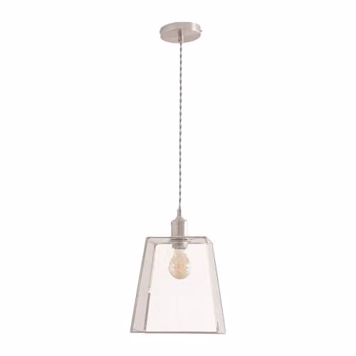 ValueLights Susie Glass Lantern Single Ceiling Pendant Light in Brushed Chrome with LED Bulb